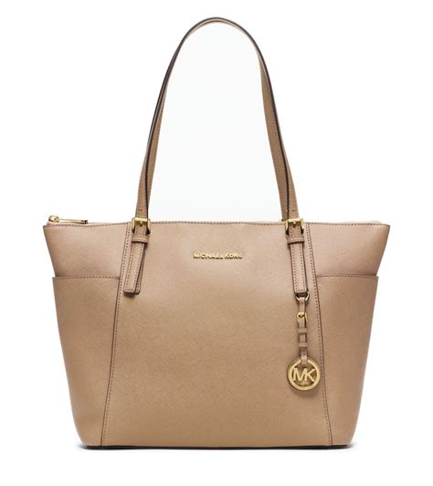 michael kors jet set large saffiano leather top zip bag|Michael Kors saffiano tote bag.